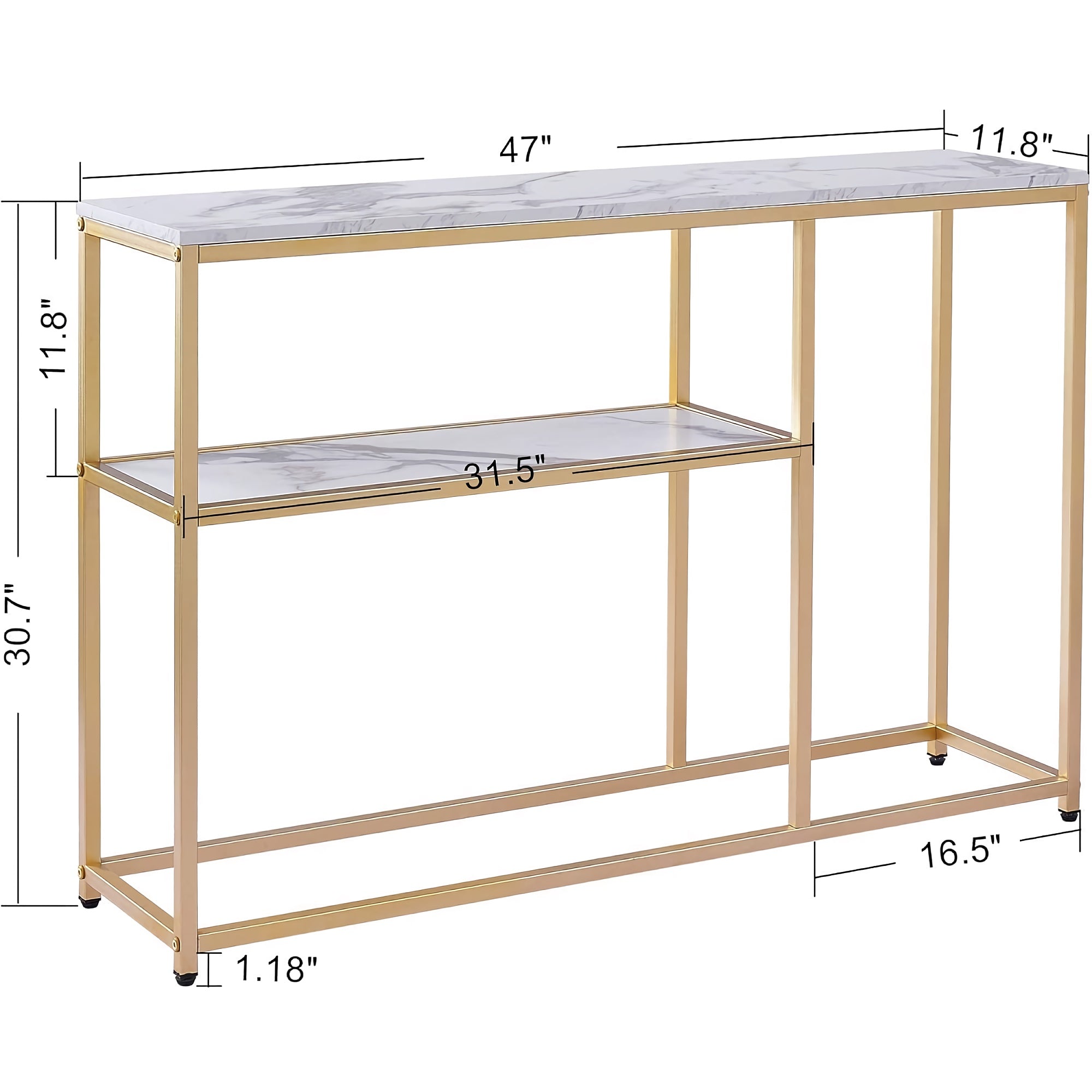 3-Tier Console Table, 120 cm Faux White Marble Buffet Table with Storage Shelf, for Home, Hallway, Living Room (White-Gold) - 6090-Sage-80GOLD 3-Tier Console Table, 120 cm Faux White Marble Buffet Table with Storage Shelf, for Home, Hallway, Living Room (White-Gold) - 6090-Sage-80GOLD